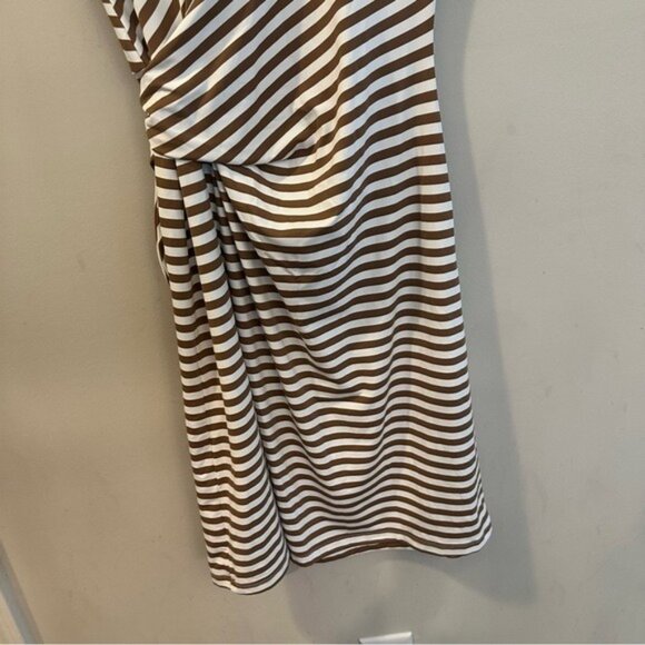 J.McLaughlin Elora Dress Brown White Stripes Catalina Cloth Sz M Coastal Prep - Picture 8 of 12